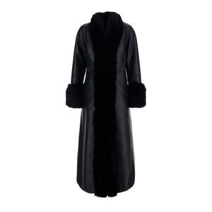 Urbancode Women Black Long Fur Coat With Reversible Design In Eco-Fur For Women